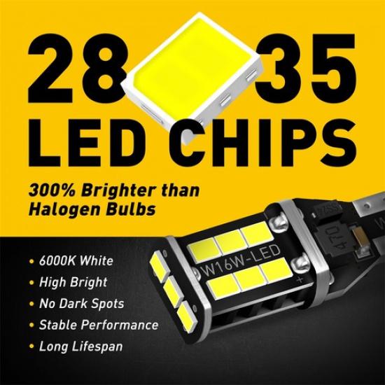 For Car Rear T15 LED Backup Reverse Light 912 921 W16W Super Bright White CANBUS