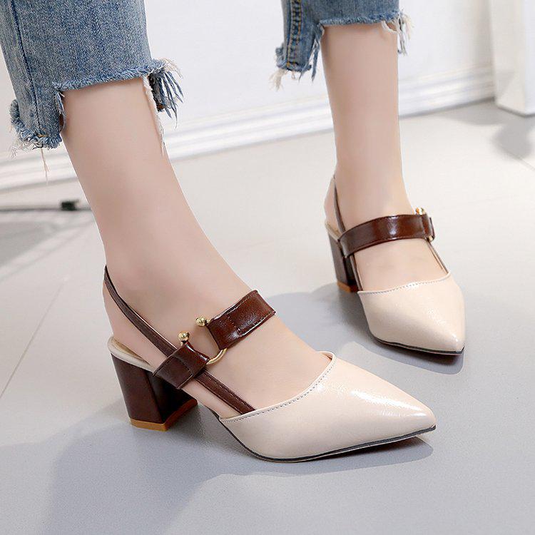 2024 Women's Closed-Toe Pointed Summer Sandals with Single Strap & Chunky High Heels