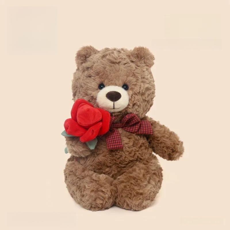 Rose Bear Plush Hug Pillow Perfect Party Favor for Kids Birthday Cute Bouquet Doll Valentine Day Children Day Plush Gifts