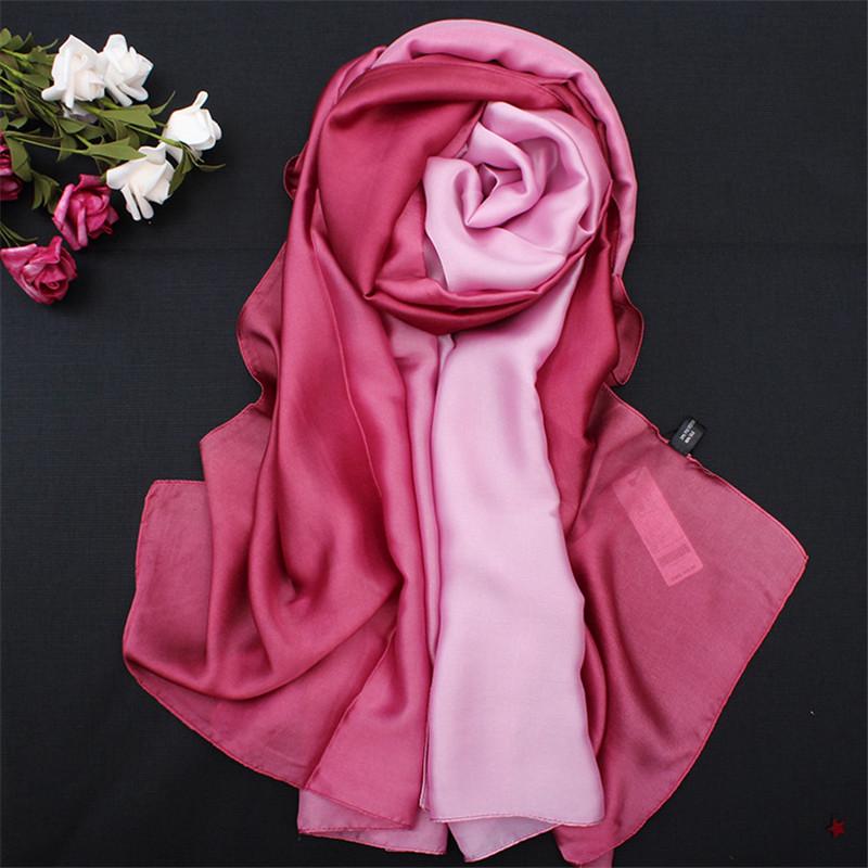 LaMaxPa 2019 New Soft Women Gradient Silk Scarf Autumn Winter Long Bandana Shawls and Wraps Female Hijab Luxury Echarpe Pashmina