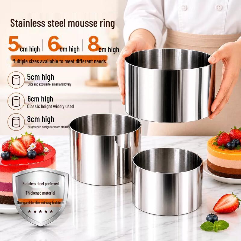 Tingle Stainless Steel Round Mousse Cake Ring Mold