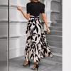 Women Clothing Spring and Summer Print Round Neck Maxi Dress Vacation Elegant