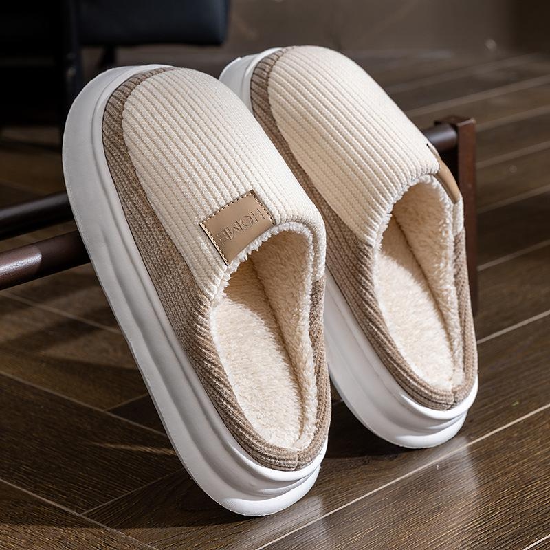 Comfortable Indoor Home Thick Soled Velvet Anti Slip Cotton Slippers