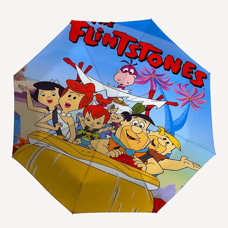 1pc Flintstones Outdoor Umbrella - Automatic Opening/Closing, Portable 3-Fold Design with Iron Frame - Ideal Gift for Fans, Travelers, Daily Use.N068