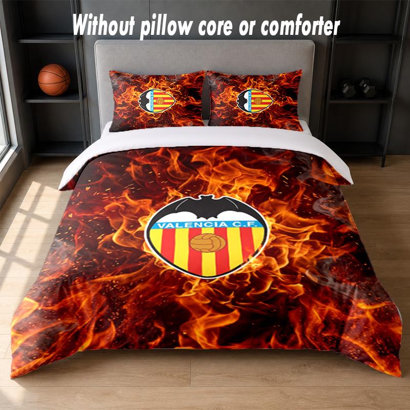 Valencia FC Design Bed Bedding Set 1 Duvet Cover + 2 Pillowcases Soft Breathable Household Bed Linens