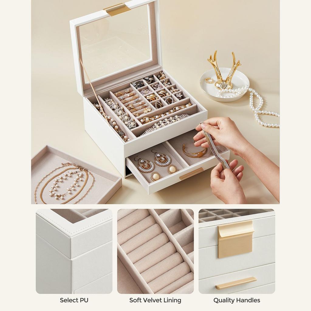 Chest Container Jewelry box Casket with compartments and 2 drawers