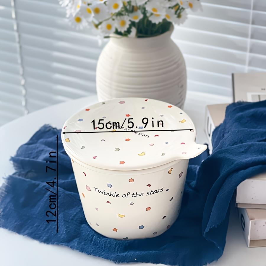 1250ml Covered Ceramic Storage Jar Kitchen Table Versatile Oil Storage Tank Instant Noodle Bowl Biscuit Boxs Kitchen Storage Jar