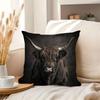 1 ultra-soft highland cow pillowcase with a fine highland cow motif on a black background