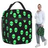Grünes Alien-Raumschiff-Muster Isolierte Lunchtasche für Kinder Schul-Kühltasche Thermische Lebensmittelbox Tragbare Lunchboxen Behälter