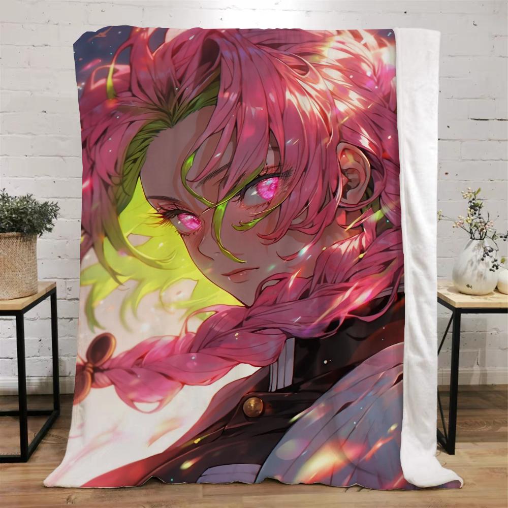 Demon Slayer-Kanroji Mitsuri Warm Winter Blankets for Sofa Cover Blanket Beach Towel Luxury Bedding Fluffy Plaid Bed Throw Knee