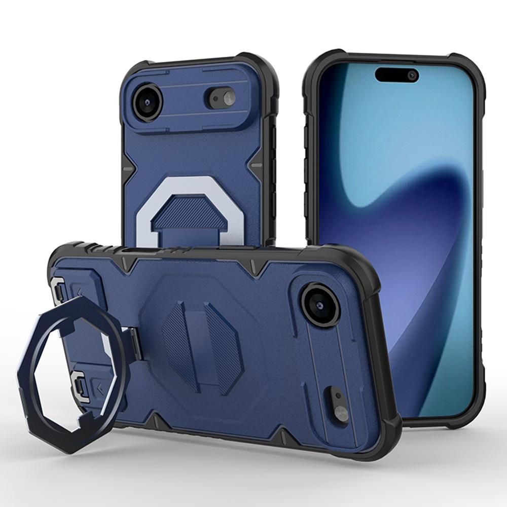 

For iPhone 17 Air Case Compatible with MagSafe PC+TPU Kickstand Phone Cover with Lanyard Blue