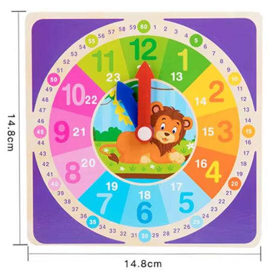 

Montessori Wooden Number Puzzle Shape Color Sorting Clock Toys for Kids Early Education Penguin Patterns Time Learning