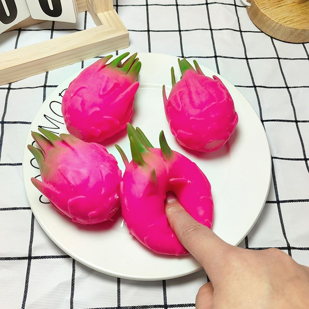 Creative Aesthetic Fruit Decor: Realistic Dragon Fruit Squeeze Toy, Office Desk Ornament, Solid Gel Sensory Relief Gift, New