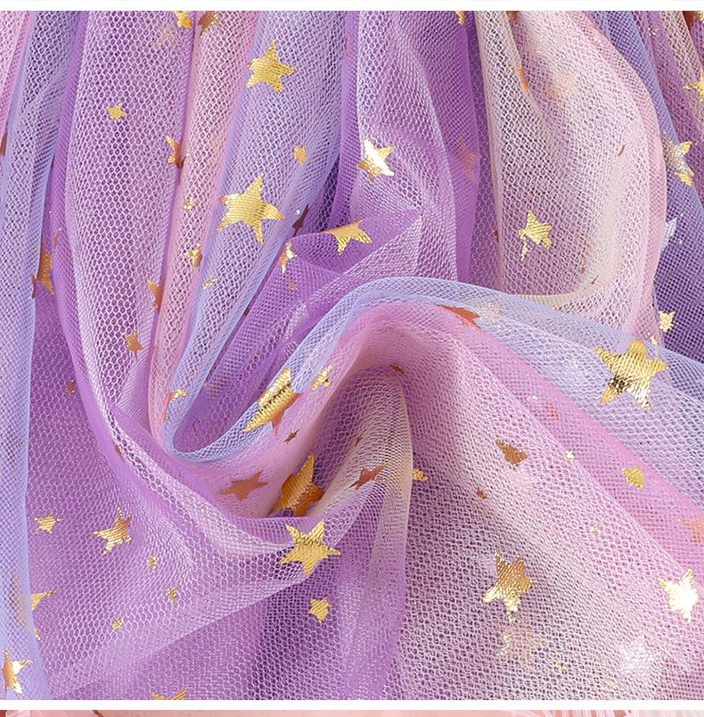 Dívčí nadýchaná princeznovská sukně s potiskem hvězd - Pro všechna roční období