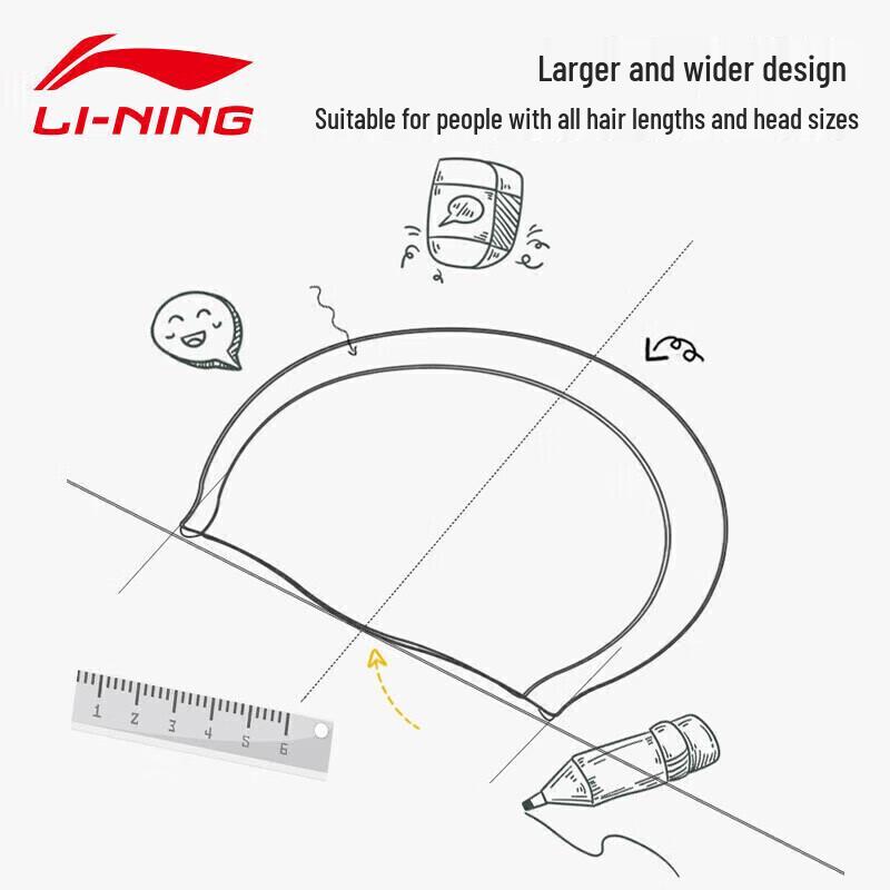 Li-Ning Unisex Floral Silicone Long Hair Swim Cap