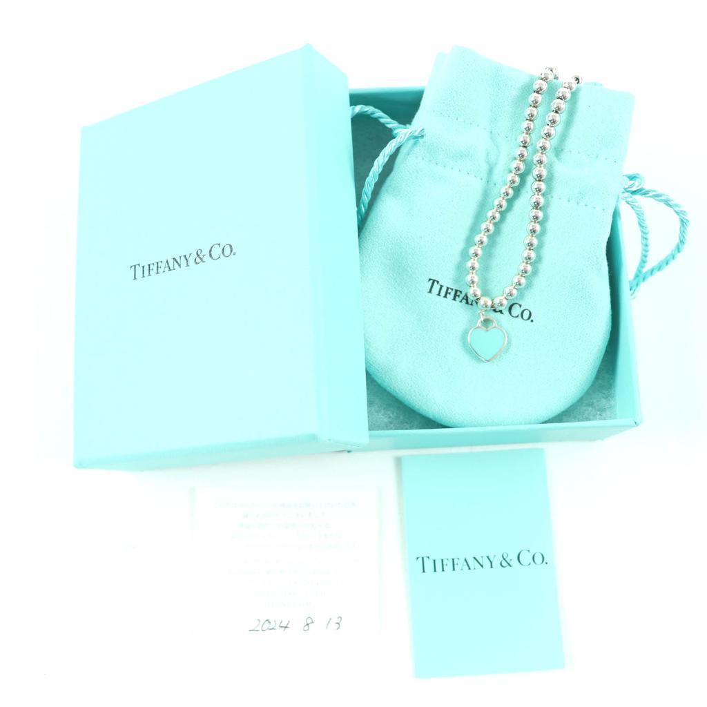 Tolles TIFFANY&Co. TIFFANY&Co. Blaues Herzanhänger Perlenarmband Silber AG925 Damen Gebraucht