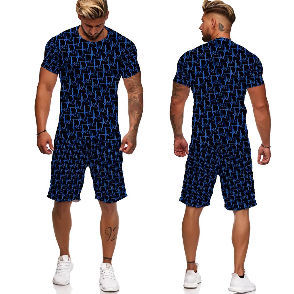 Nowe modne męskie zestawy letnie nadrukowane litery koszulki/garnitury Streetwear z krótkim rękawem stroje unisex Casual męska koszulka dres zestaw