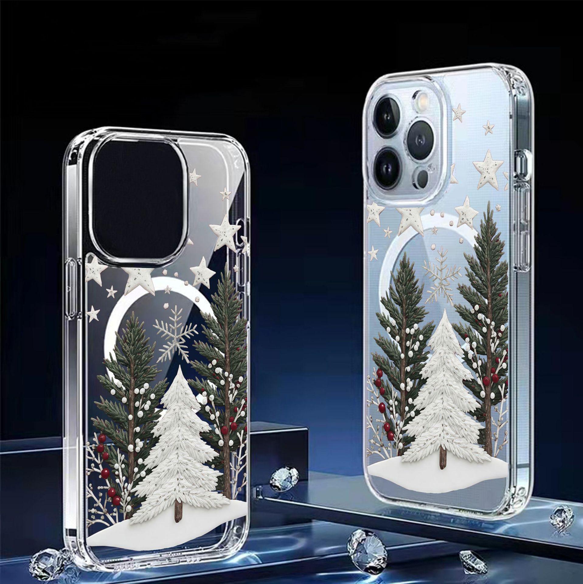 

Cedar Tree Magnetic Transparent Full Coverage Case for iPhone 15/16/17 Pro Max iPhone 14 прозорий