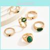 Vintage Geometrischer Französischer Ring Mit Grünen Strasssteinen Für Lässigen Damenmode Schmuck