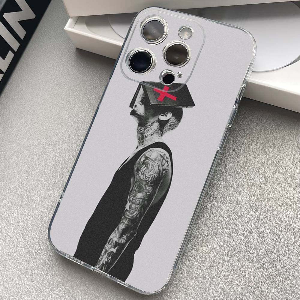 

C-Chris Brown 11 Clear Silicone Soft Phone Case For iPhone 11 12 13 14 15 16 Mini 17 Pro Max TPU Phone Case iPhone 14 pro