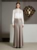 Chinese Style Black Acetate High-Waist Bodycon Fishtail Skirt, Bias Cut Drapey Silk Satin for Women