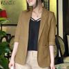 ZANZEA Women Casual Suit Collar Loose Half Sleeve Cardigan Blouse