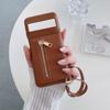 For Google Pixel 8 Pro Case Card Slots Kickstand PU Leather Back Cover with Zipper Pocket,Wrist Strap