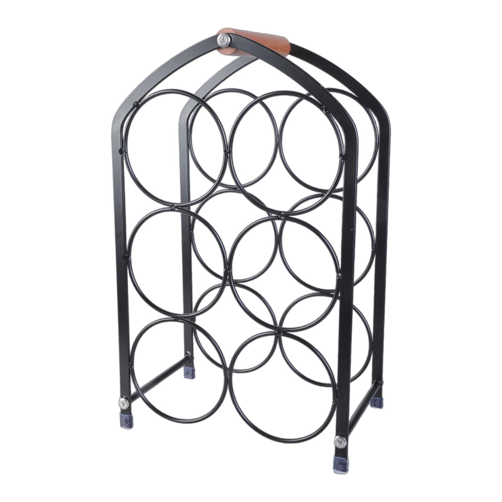 

Decorative Metal and Wood Wine Holder Freestanding 3 Tiers Display Shelf for 6 Bottles Space Saving Wine Cellar Rack