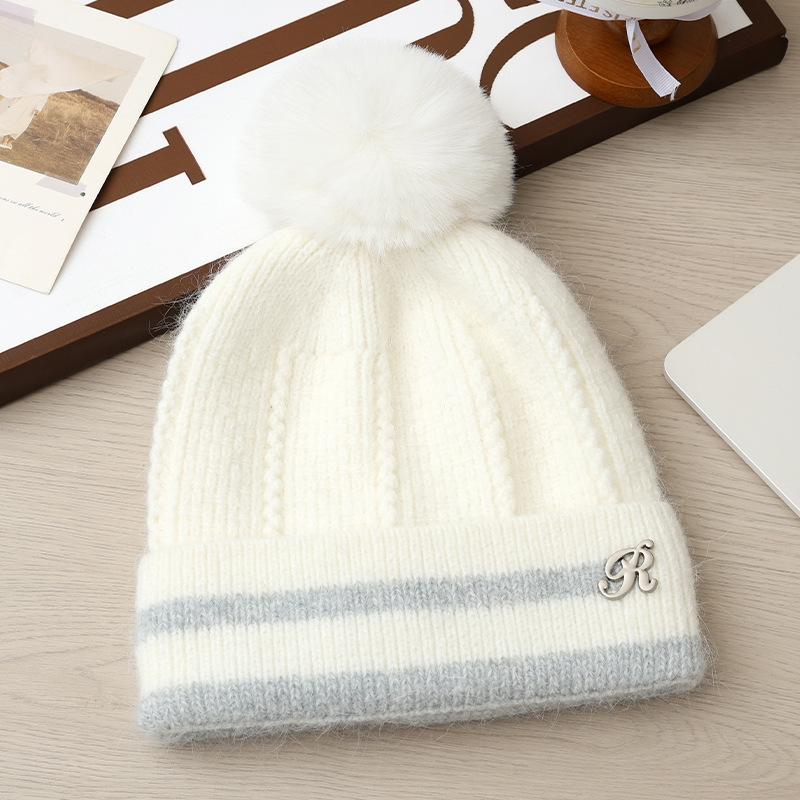 Autumn and Winter Women's Velvet Knitted Wool Hat Outdoor Travel Windproof Warm Hat Cycling Cold Ear Hat
