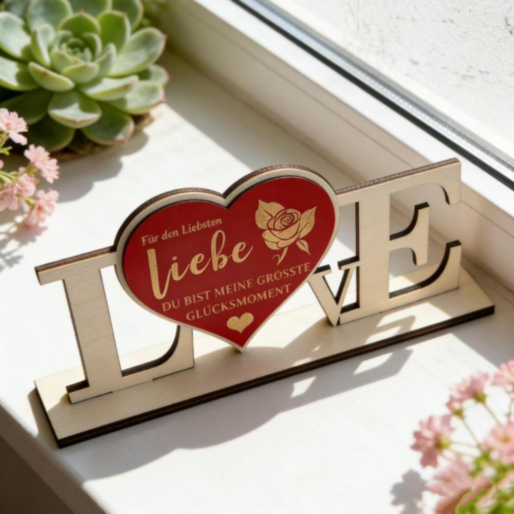 Home Decoration Wooden Ornament Handicraft Wooden Crafts Decoration Wooden Letter Set  Anniversary Red German
