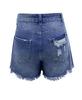 2024 European & American Style Handmade Distressed Fringed Denim Shorts for Women