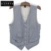 RRL Indigo Linen Striped Work Vest, Men's, Light Blue and White, Size M Best M Light Blue / whiteUsed