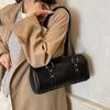 Retro PU Cylinder Bag For Women Trendy Large Capacity Commuting Underarm Bags Solid Color Zipper Female Shoulder Pack