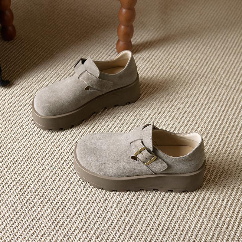 Mode AIYUQI 2025 neue Damenschuhe mit dicker Sohle Damen Schnalle Slipper Damen Übergröße bequeme Plateauschuhe