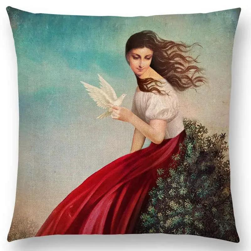 

Новая элегантная женская милая девушка Шекспир Фэнтези Картина Луна Ночь Лебедь Мечта Деревья Чехлы для подушек Диван Пледы Наволочки 66x66cm