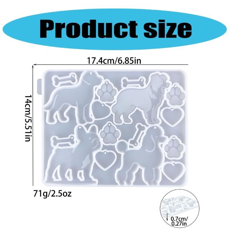 Silicone Animal Keychains Molds Pendant Moulds Resin Molds Dog Series Jewelry Part Molds Silicone Texture for Crafting