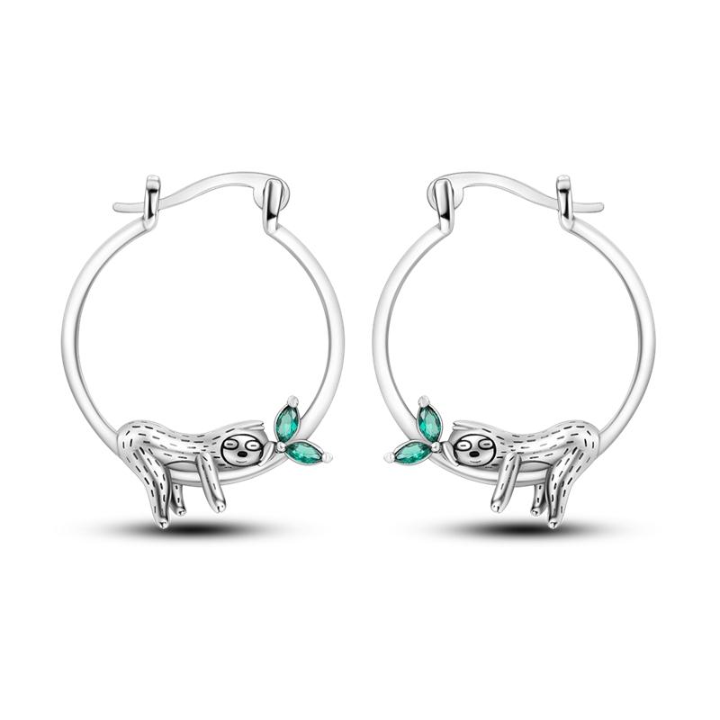 New 925 Silver Earrings Crystal Me Pave Circular U-shape Stars Hoop Earring For Women Making Jewelry Gift