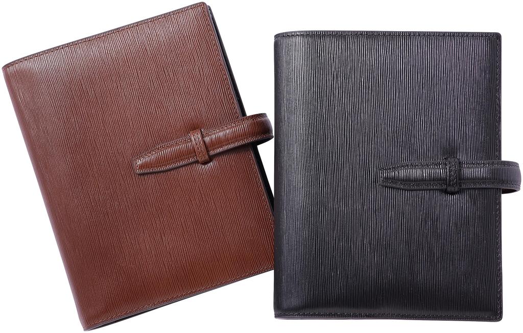 Franklin Planner Lustre Embossed Leather Binder, 23mm, Pocket Size, Brown/Black, 86071