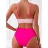 Black White Color Block Twist Front High Waist Bikini Set Spaghetti Strap Two Piece Swimwear