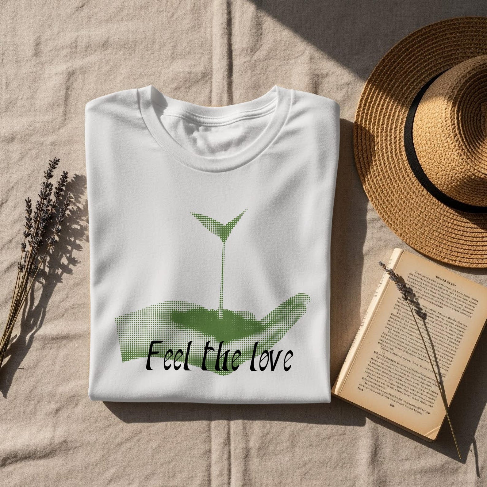Feel The Love T-Shirt, Plant Lover Tee, Growth Mindset top, Nature Inspired Apparel S