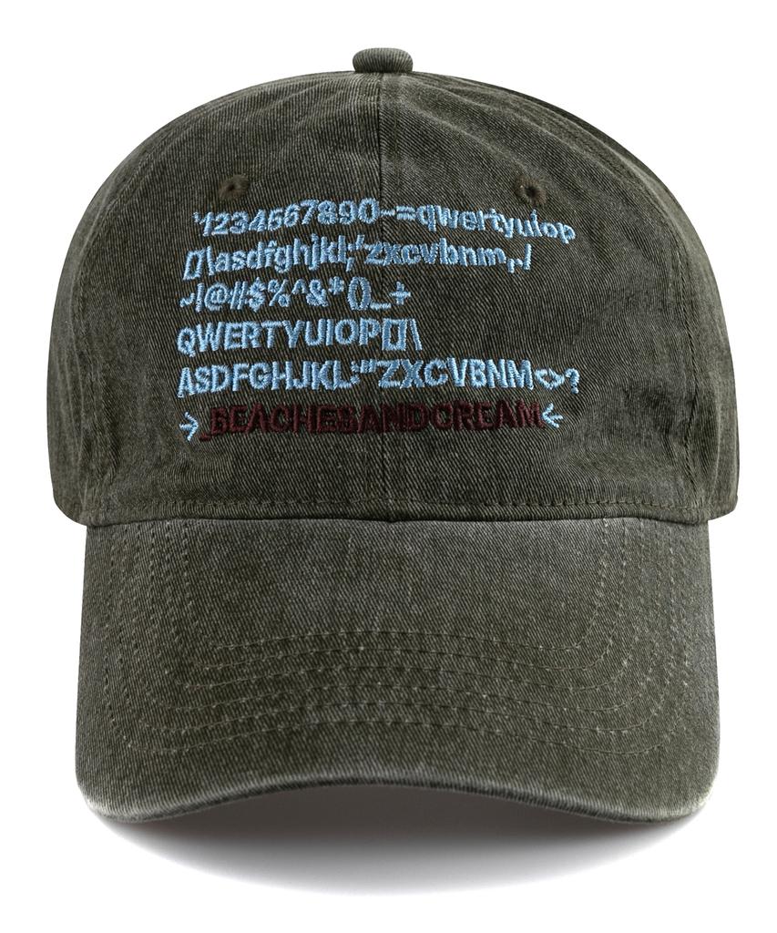 Bichiseuaenkeulim Text Pigment Ball Cap-Khaki