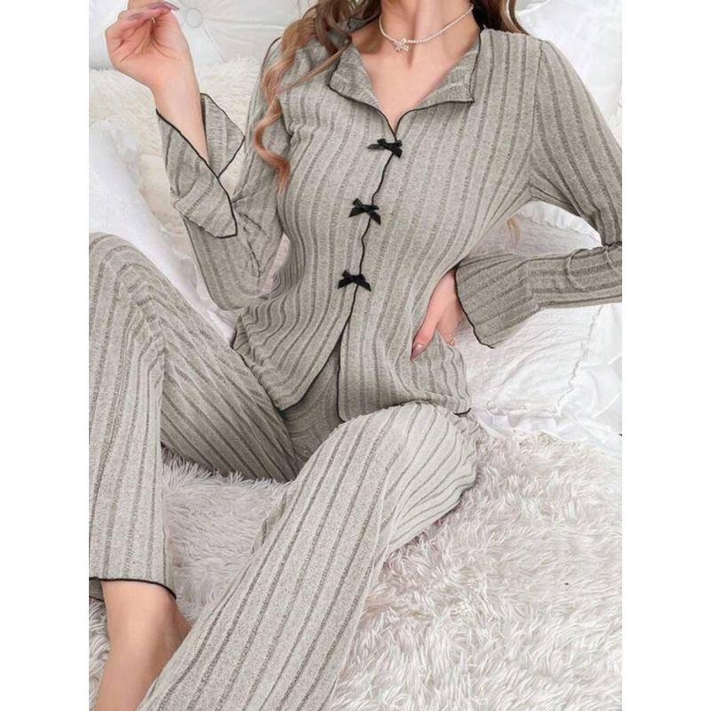 Pajamas Casual Long Sleeve Pants Can Be Outerwear Homewear Two-piece Set Two Piece Home Suit Set