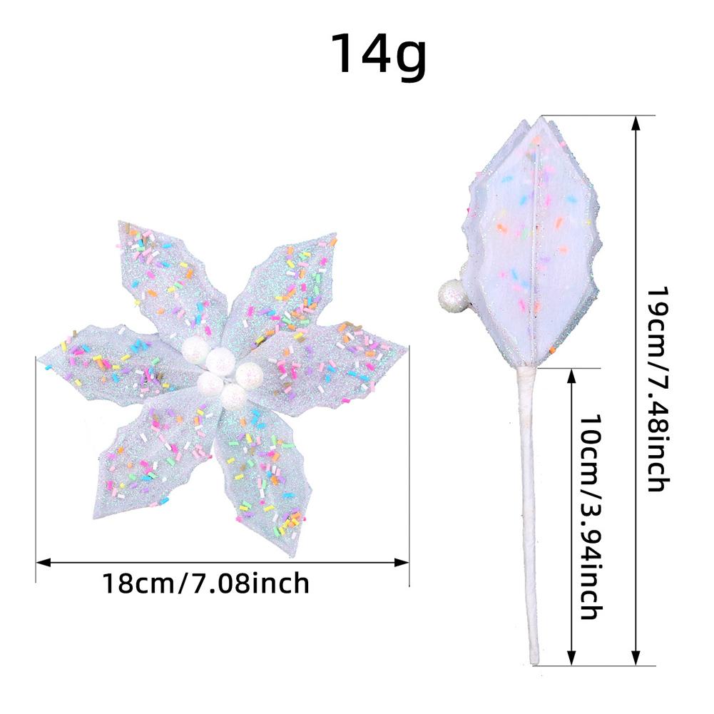 

New Fabric Christmas Artificial Flowers Glitter Plastic Xmas Decorative Flowers DIY Glitter Poinsettia Christmas Decor China Mainland
