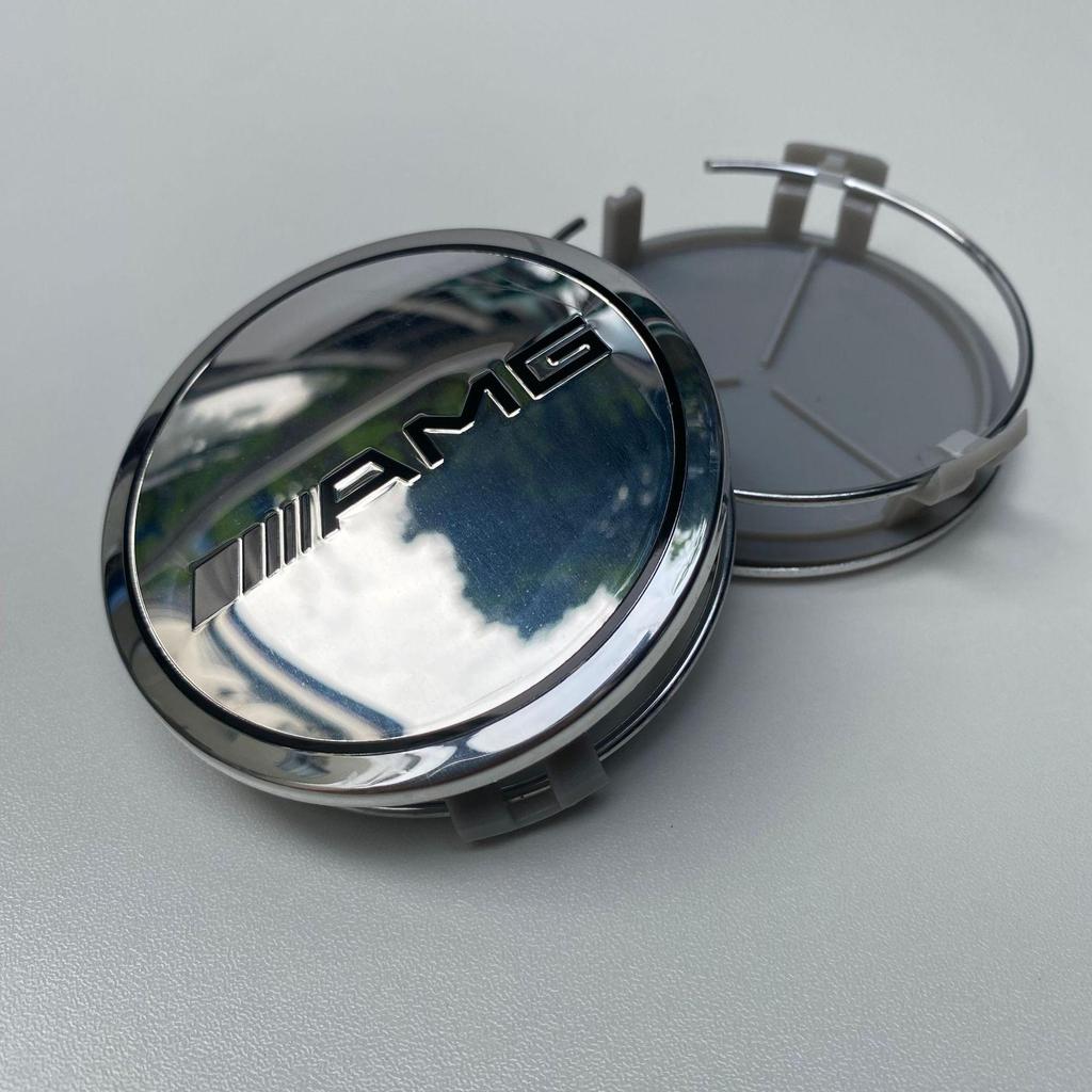 Emblema de Tampa de Cubo de Roda Compatível com Mercedes 75MM - Tampa de Pneu de Plástico Prata Preta com Design de Espiga de Trigo.