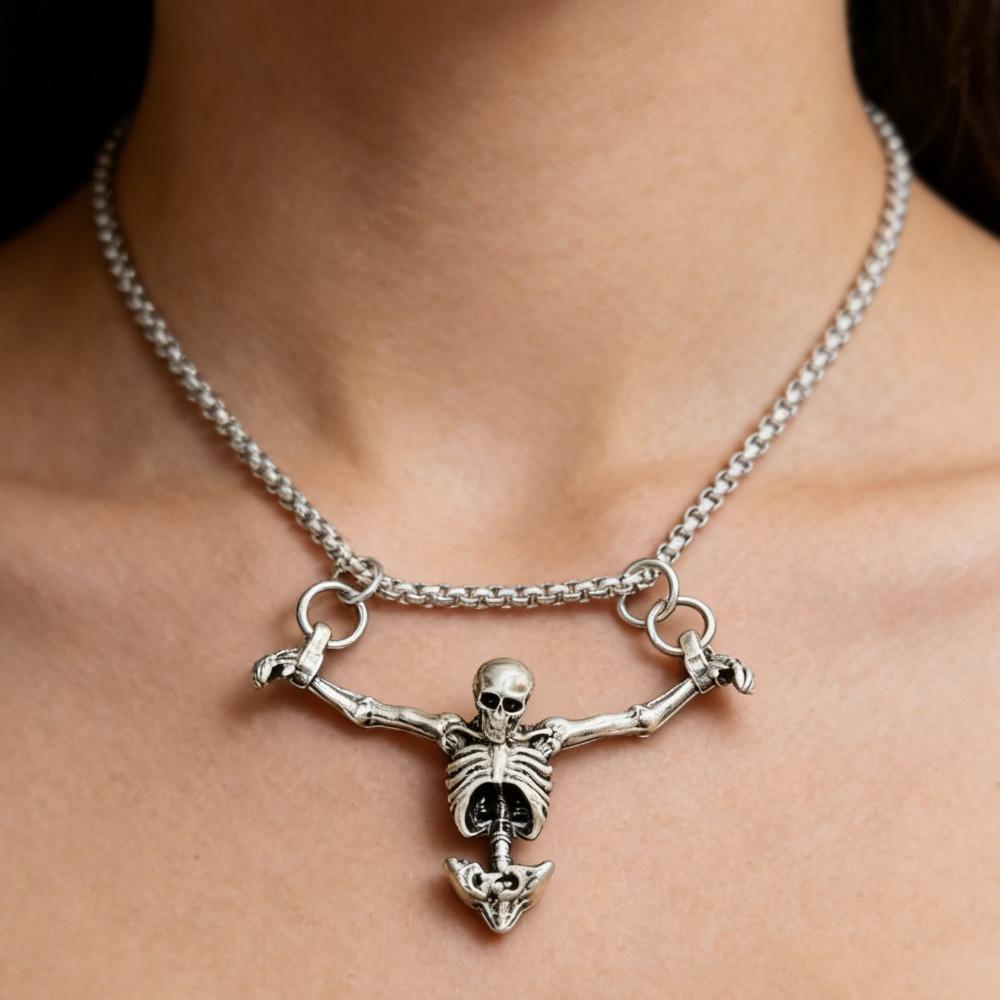 Punk Hip Hop Skull Pendant Necklace for Men Women Vintage Gothic Punished Man Design Fashion Hip Hop Jewelry
