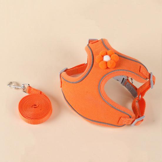 Harness Leash Set Reflective Strap Night Safe Pet Dog Vest Flower Decoration Adjustable