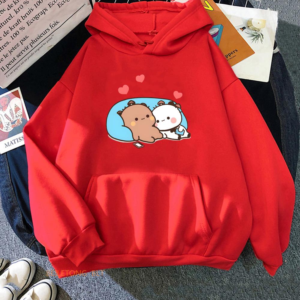 Panda Bear Bubu Dudu Love Heart Sweatshirts Winter Fleece Long Sleeve Hoodies Streetwear Kawaii Women/Men Hooded Pullovers Cute