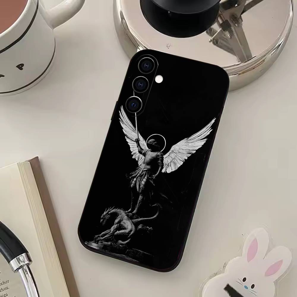 

Чехол-крест Архангела Михаила для Samsung Galaxy A73,A72,A71,A70,A53,A52,A51, Мягкий силиконовый черный чехол Samsung a22 4g