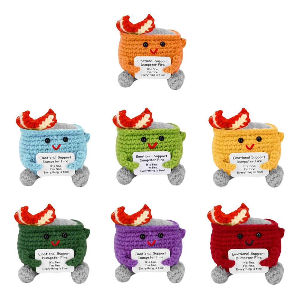 Häkeln Müllcontainer Feuer Niedlich Humorvoll Emotionale Unterstützung Dekoration Geschenk für Zuhause und Büro Fröhliches Accessoire