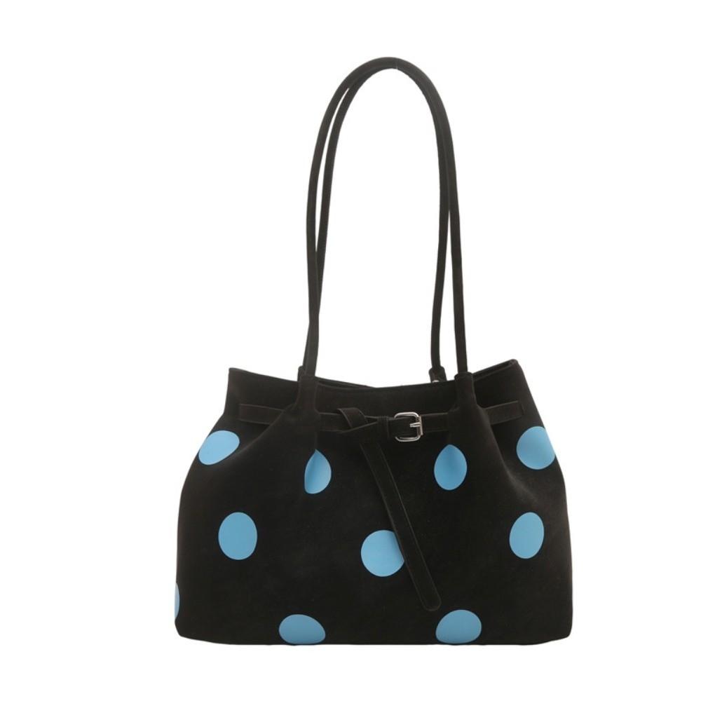 Versatile Polka Dots Shoulder Bag PU Material Retro Handbag Large Capacity Tote Bag Students
